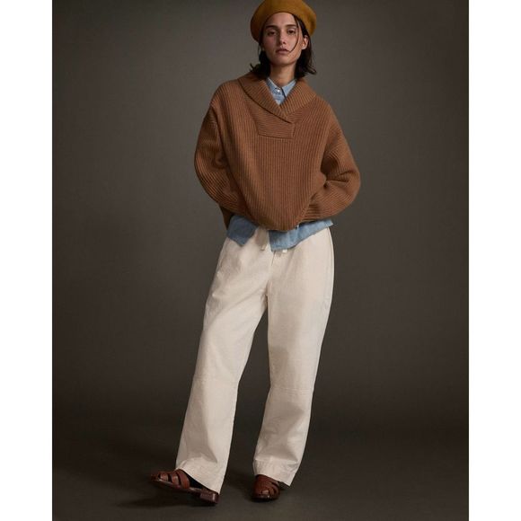 Everlane The Canvas Organic Cotton Pull-On Pant Wide Leg Bone Size S NWT - Picture 7 of 13